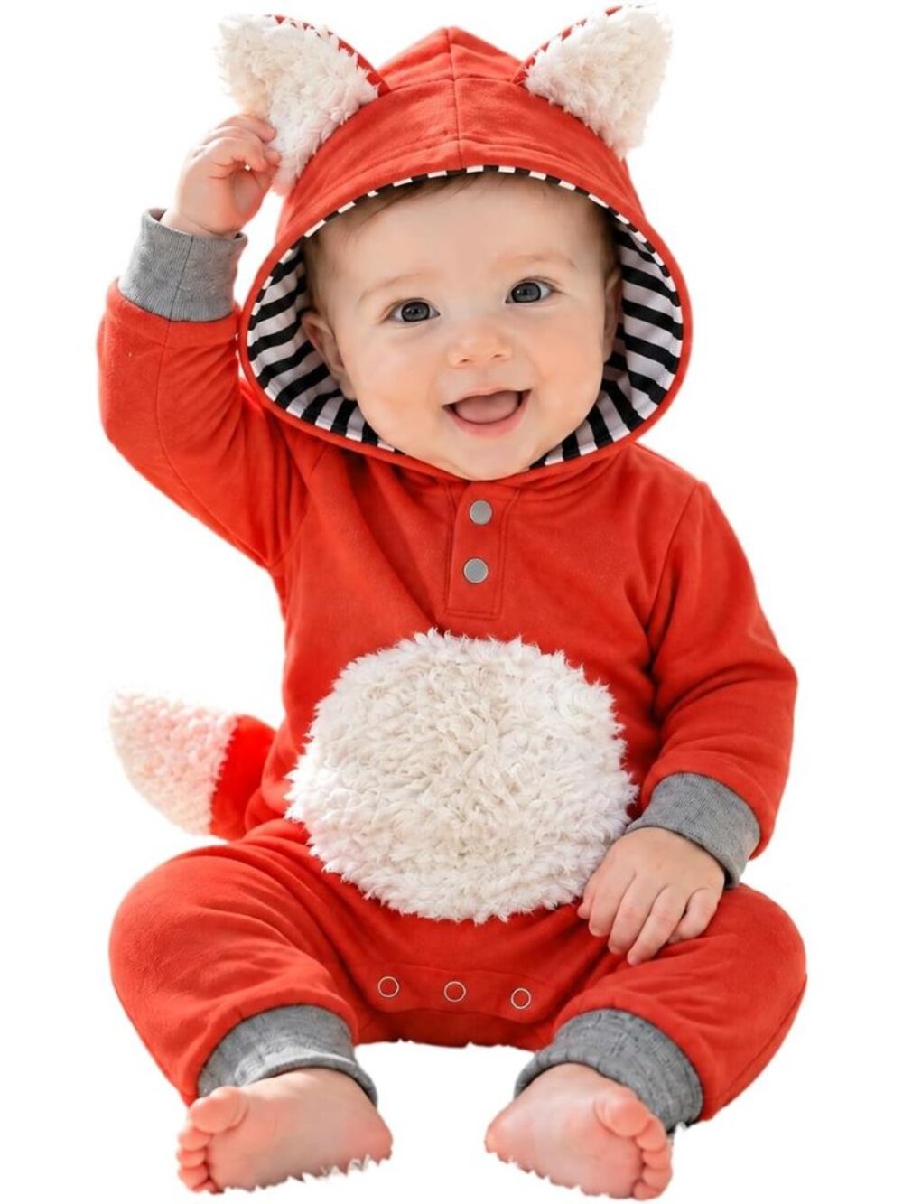Newborn Baby Girl Boy Halloween Cosplay Cartoon Clothes Fox Coat Fur Bodysuit